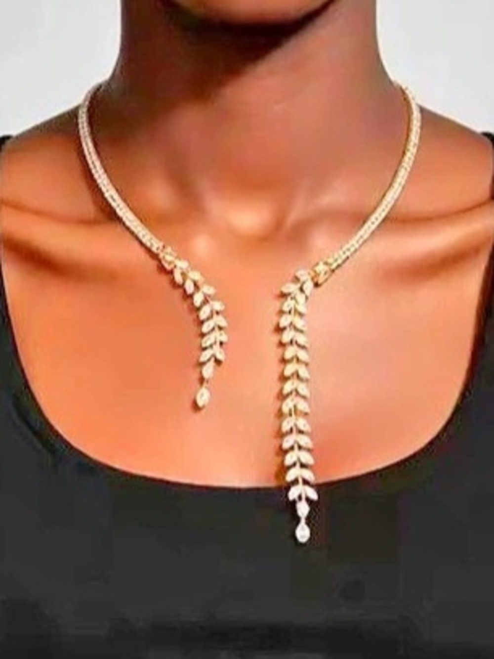 Tropical Leaf Necklace Gold & Black